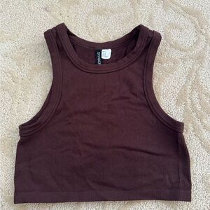 H&M Chocolate Ribbed Crop Top